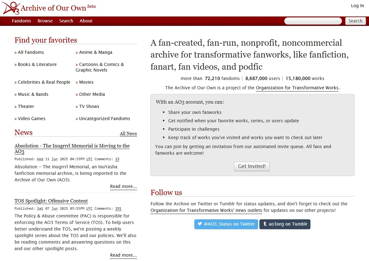 AO3官网入口网址，AO3镜像网站入口链接